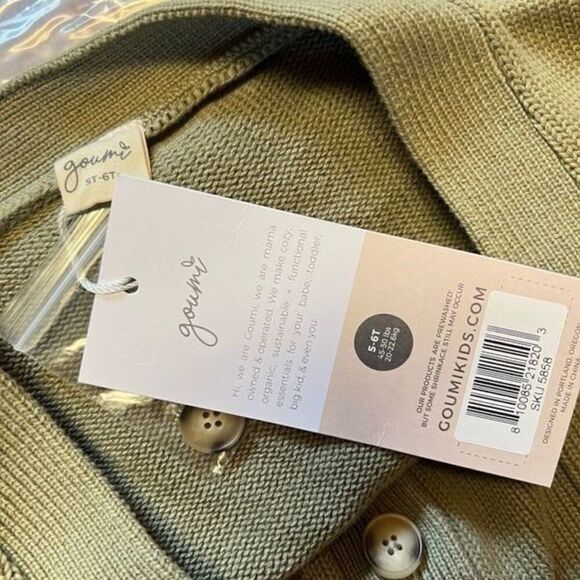 NWT Goumi Kids Artichoke Knit Button Up Sweater SZ 5-6T Toddler Green Cardigan O - Picture 2 of 3